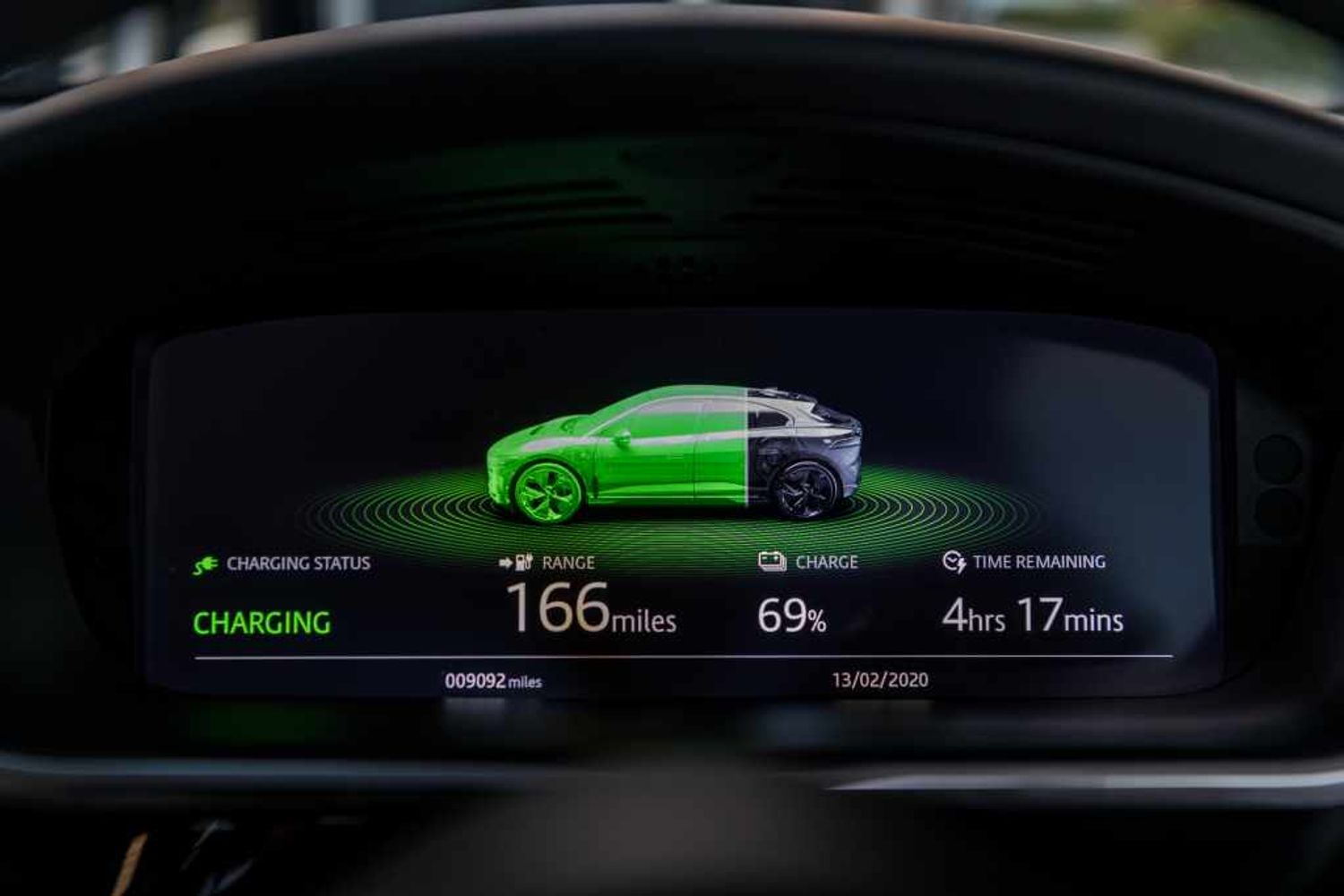 Jaguar I-Pace electric car charging display