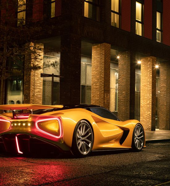 Lotus Evija electric driving in London at night