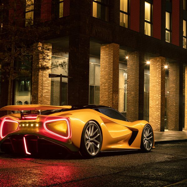 Lotus Evija electric driving in London at night