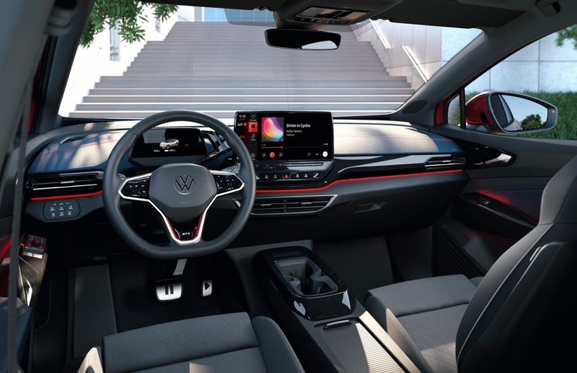 Red Volkswagen ID.5 electric car interior