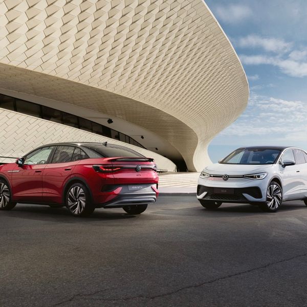 Red and white Volkswagen ID.5 electric car 