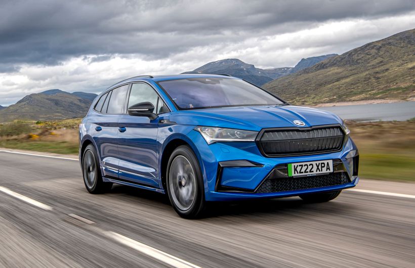 ŠKODA, Enyaq, Blue, action