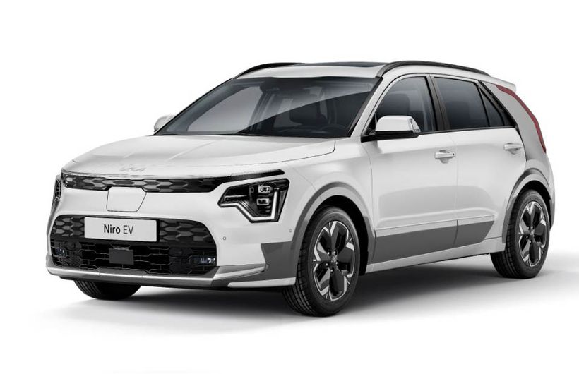 Kia Niro EV, eNiro, white, isolated, front three-quarters