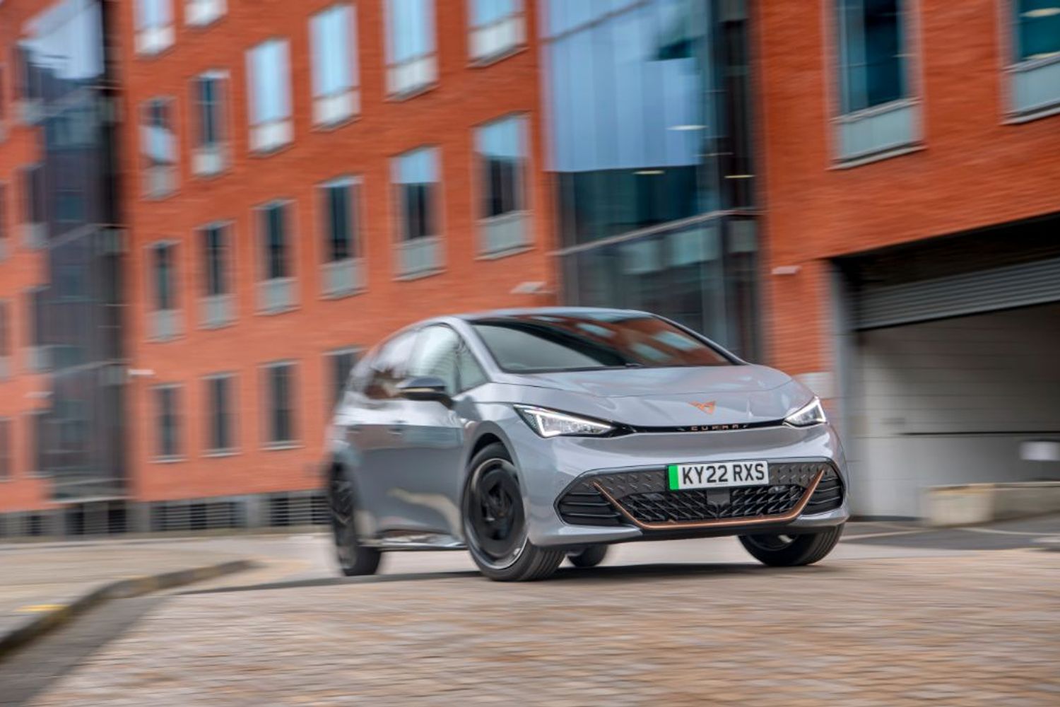 Cupra, Cupra Born, Vapor Grey, front, three-quarters, UK, driving
