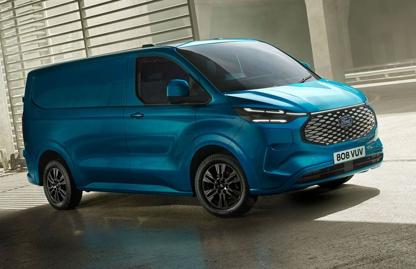 Ford E-Transit Custom, Ford electric van, blue
