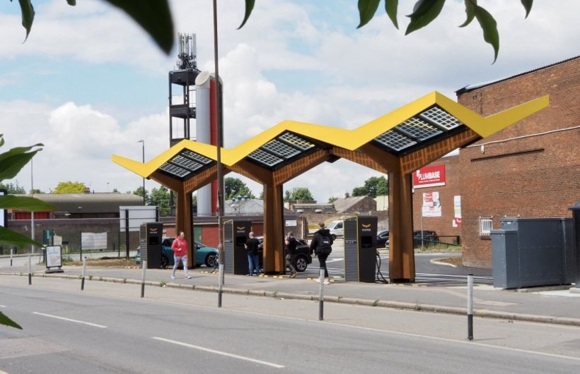 Fastned charging hub in Greenwich, London