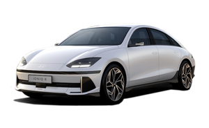 White Hyundai Ioniq 6 front view with blacked background