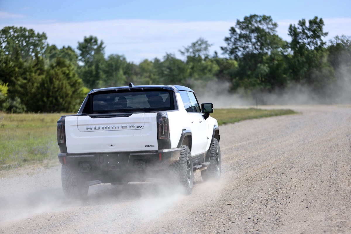 GMC Hummer EV, Action shot, white, Back