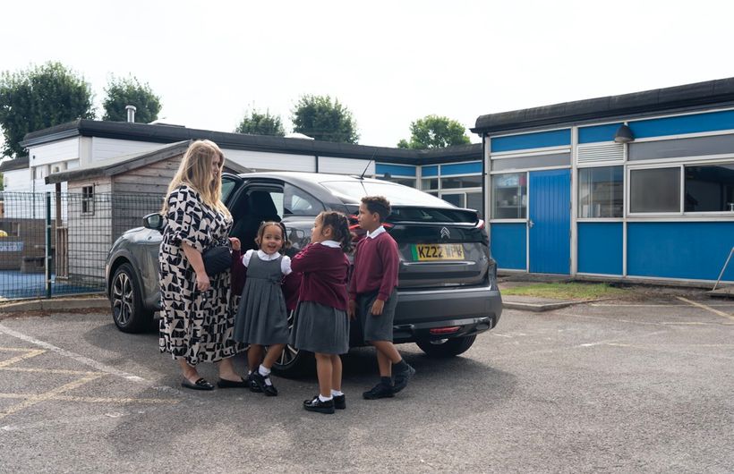Electric Citroen on school run